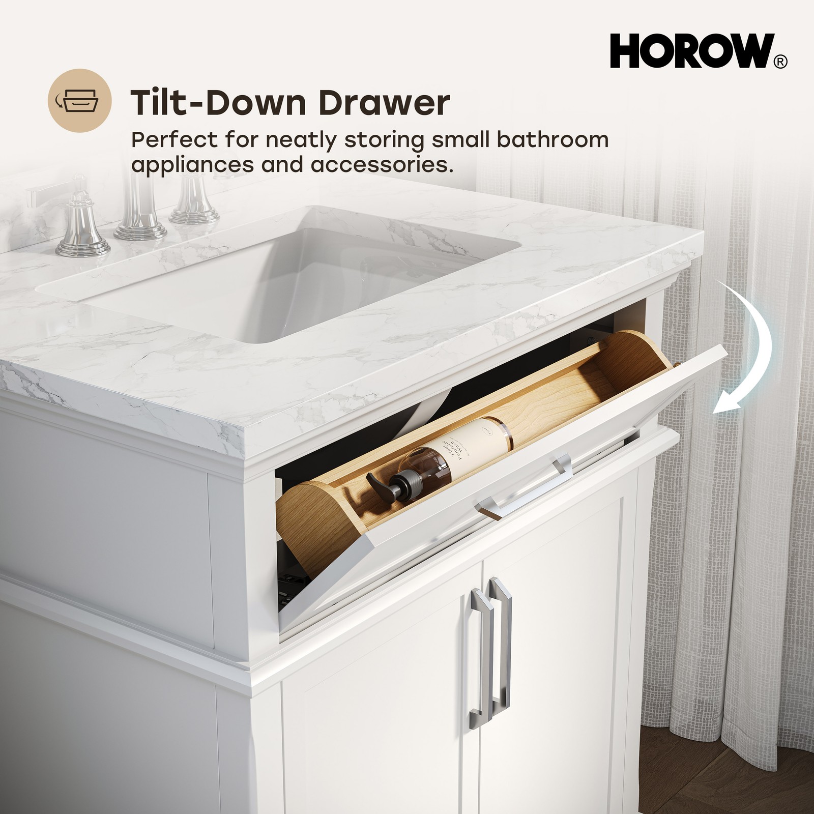 HOROW 30” Bathroom Vanity with Undermount Basin Freestanding Storage Cabinet