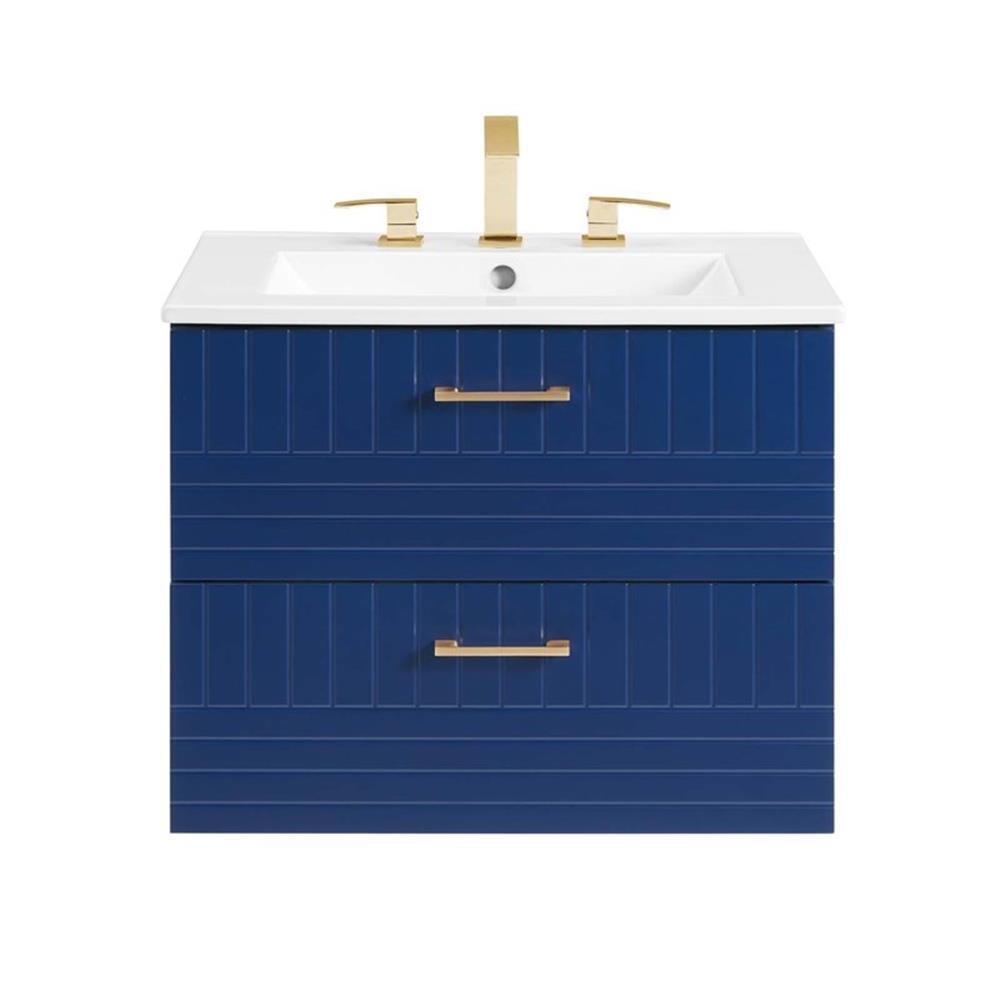 Modway Daybreak 24″ Modern Wood/Ceramic Bathroom Vanity in Blue/White