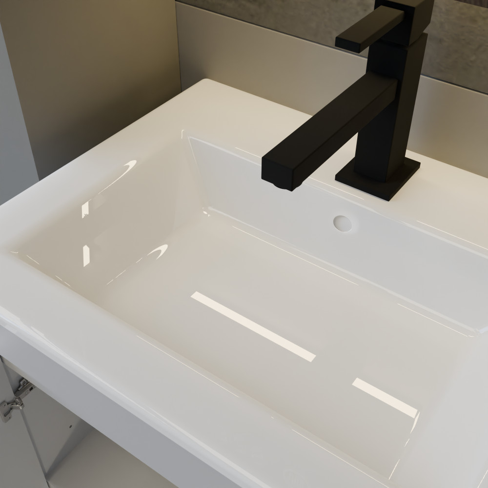 Freestanding Bathroom Vanity with Sink Beige+White Ceramic Vanity Cabinet