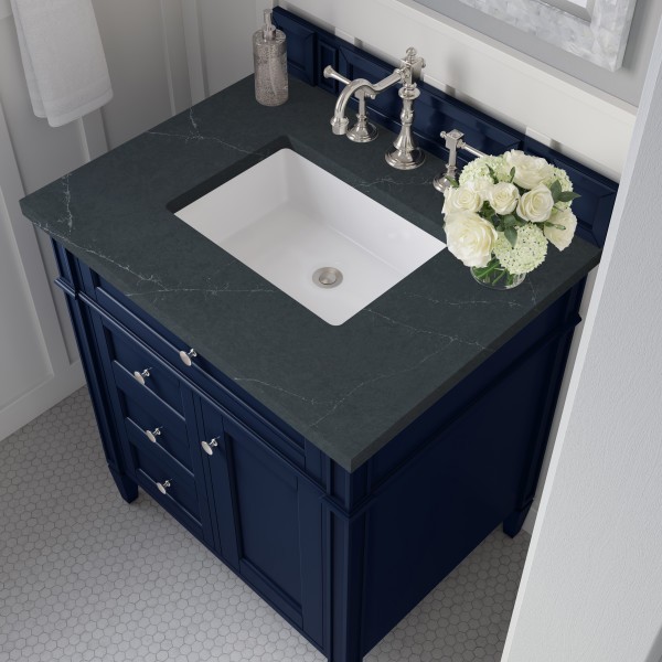 30″ James Martin Brittany 650-V30-VBL-3CSP Vanity Cabinet Charcoal Soapstone Top