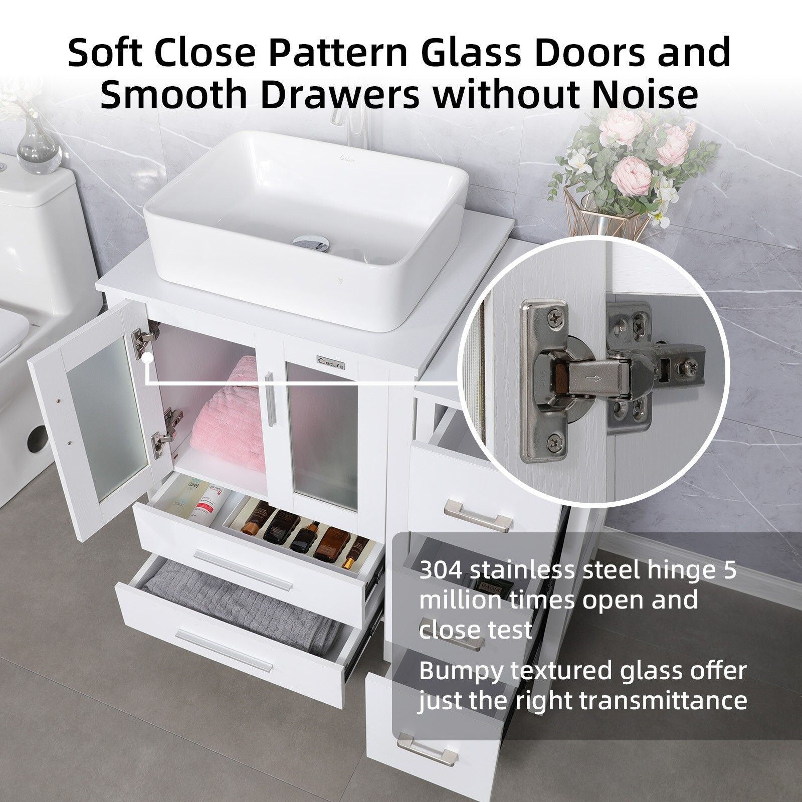 72 inch Bathroom Vanity Set Side Table Ceramic Vessel Sink No Mirror Combo