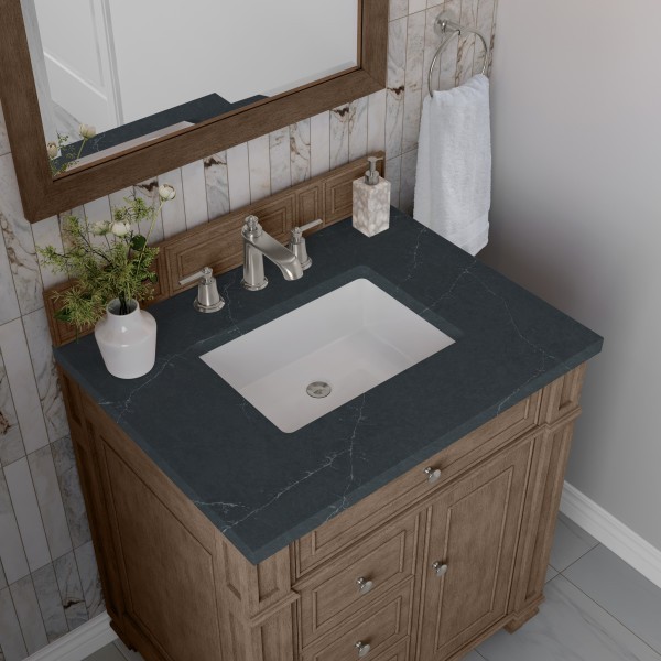 30″ James Martin Bristol 157-V30-WW-3CSP Vanity Cabinet Charcoal Soapstone Top