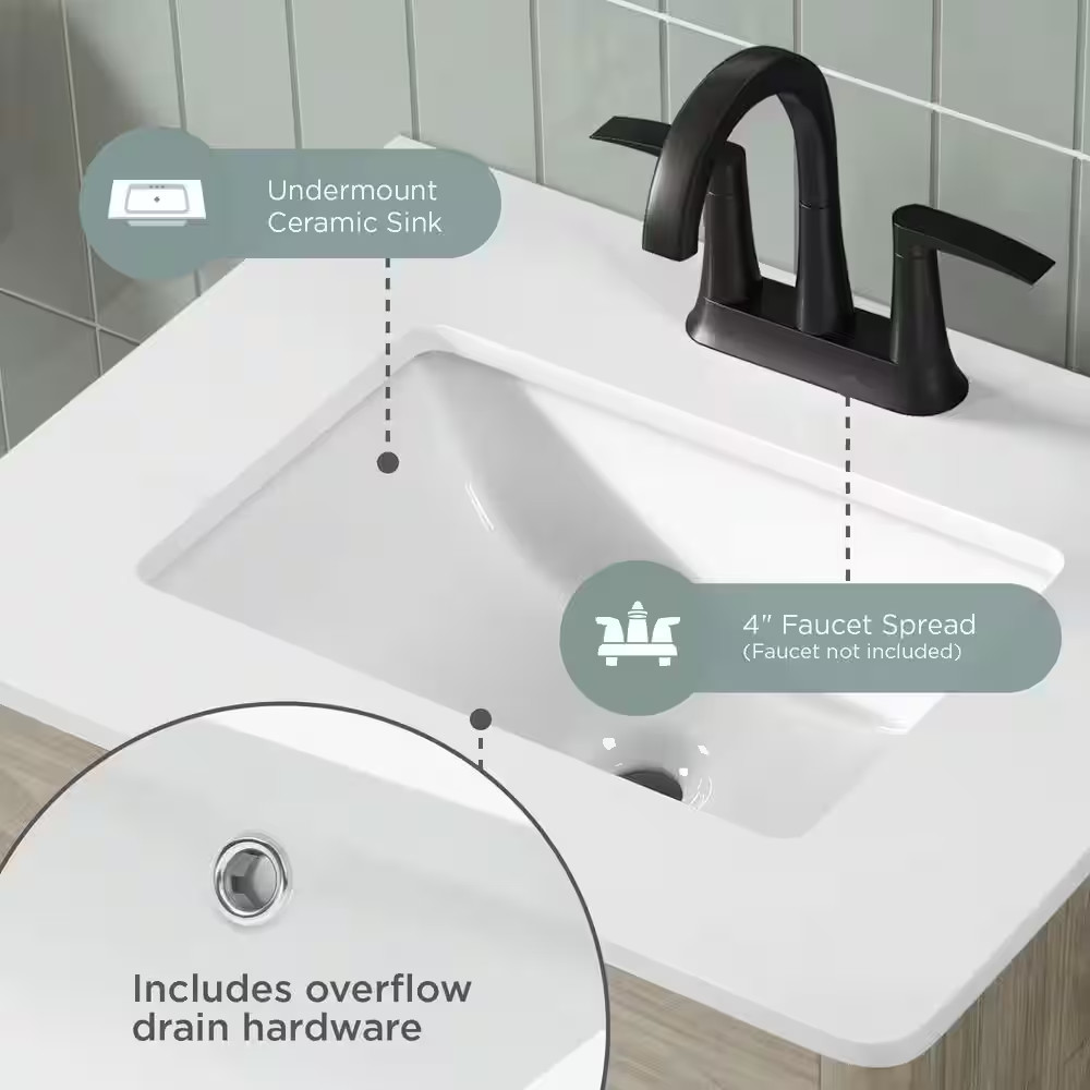 Camley 24 In. Single Sink Freestanding Sandstorm Bath Vanity with White Engineer