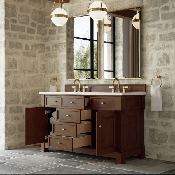 60″ James Martin Brookfield 547-V60D-HNO-3WZ Double Vanity Cabinet White ZeusTop