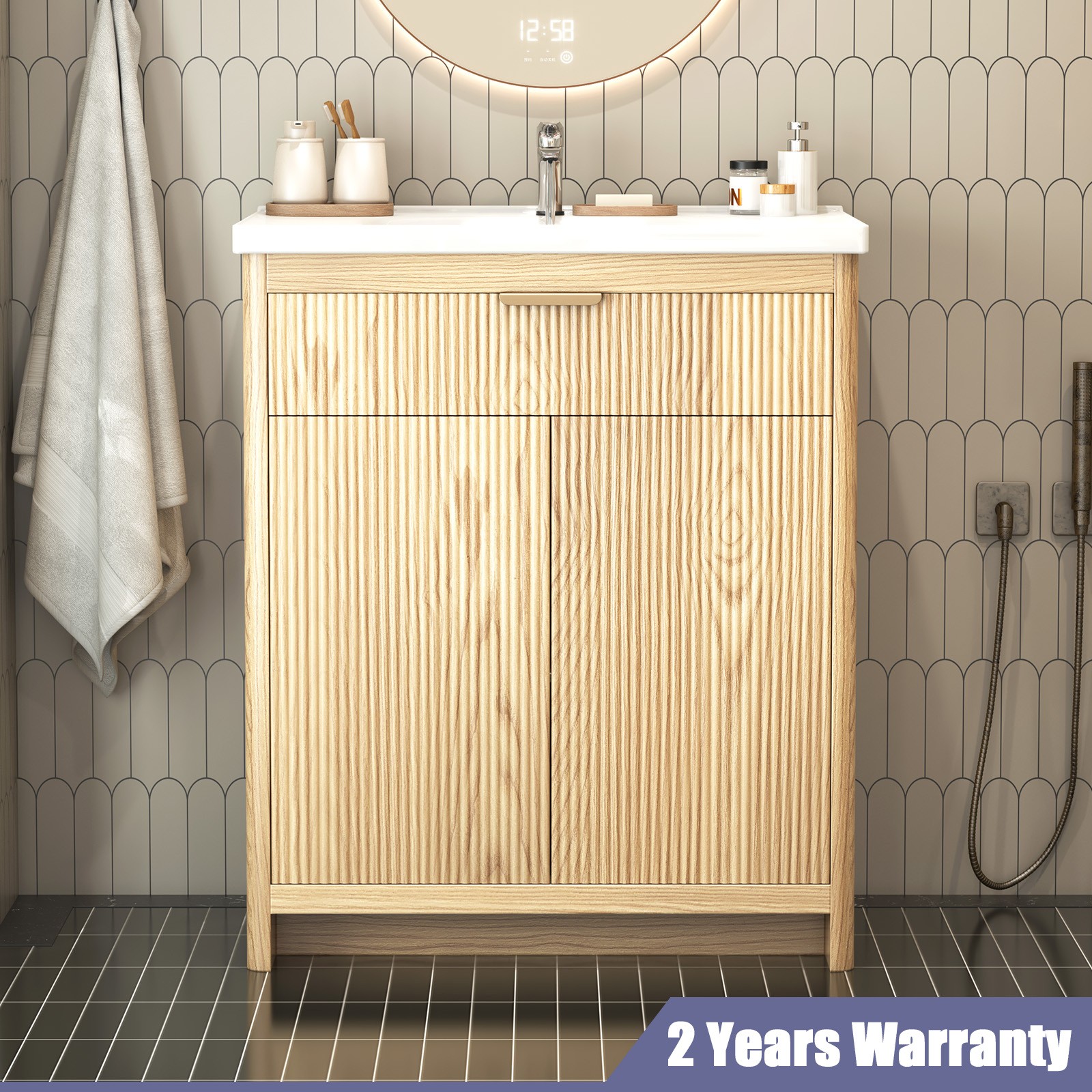 31 Inch Bathroom Vanity with Ceramic Sink Freestanding with Storage Cabinet