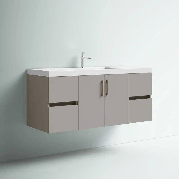 Albion 49″ Wall-Mounted Single Bathroom Vanity Cabinet Set Gray No Basin BR74