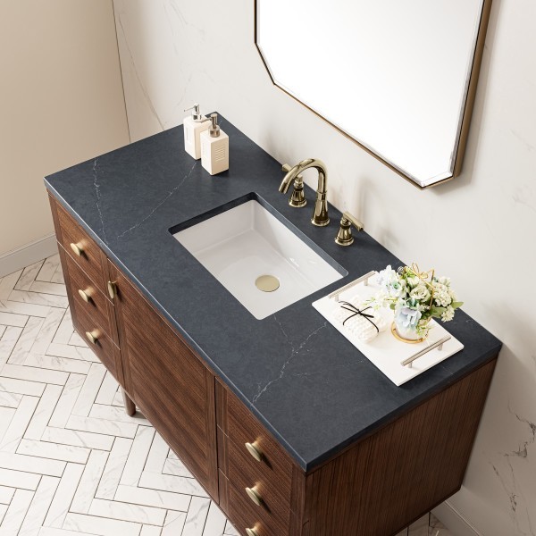 48″ James Martin Amberly 670-V48-WLT-3CSP Vanity Cabinet Charcoal Soapstone Top