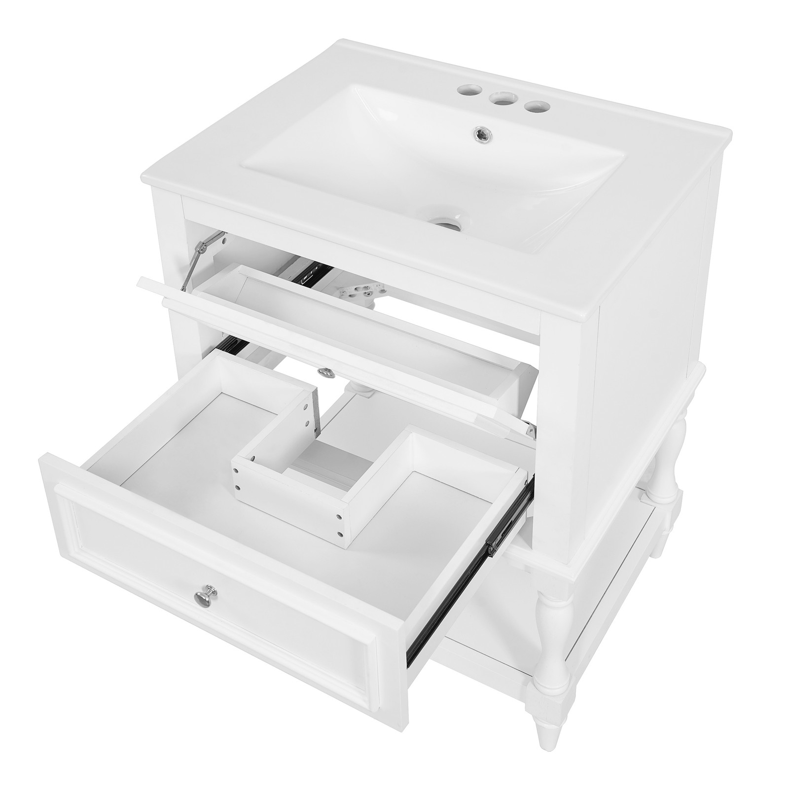 FUNIDEE 24″ Bathroom Vanity with Ceramic Sink Storage Cabinet with 2 Drawers