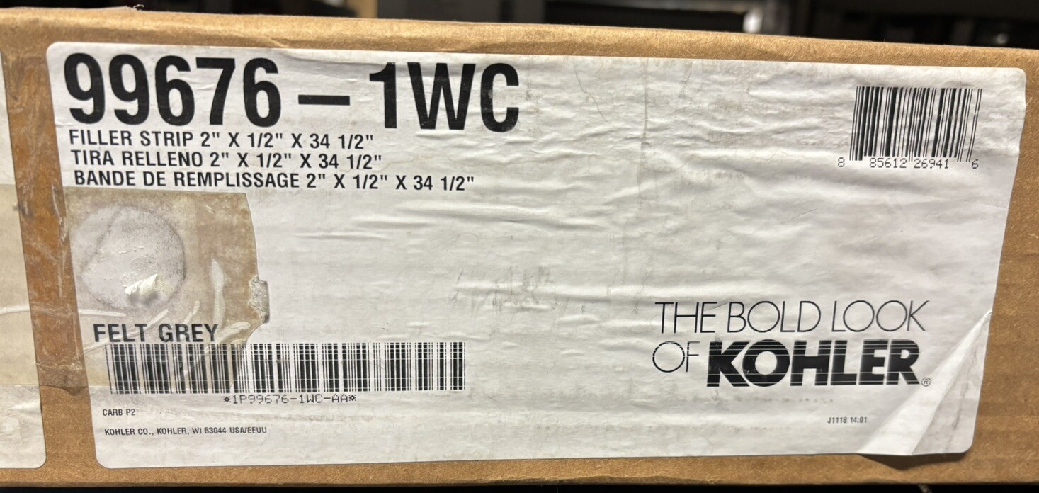 Kohler 99676-1WC – Filler Strip 2″ x 1/2″ x 34-1/2″ Felt Grey