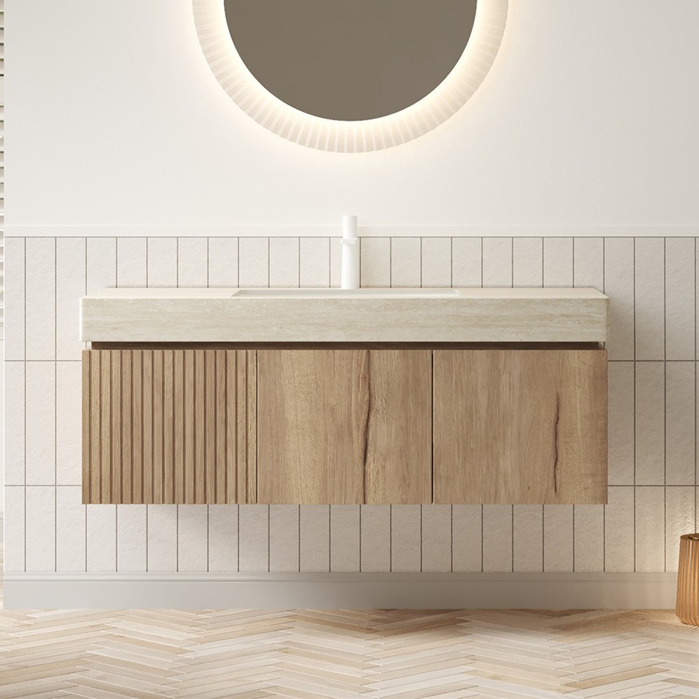 48″ Floating Vanity Cabinet w/Sink, Wall Mounted Bathroom Vanity,Drawer, 2 Doors