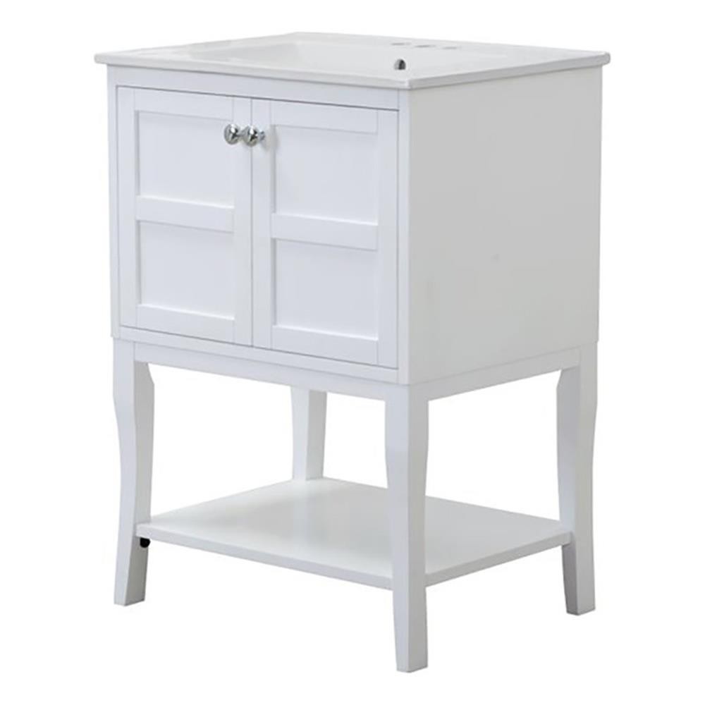 Elegant Decor Mason 24″ 2-Door Wood Single Bathroom Vanity in White