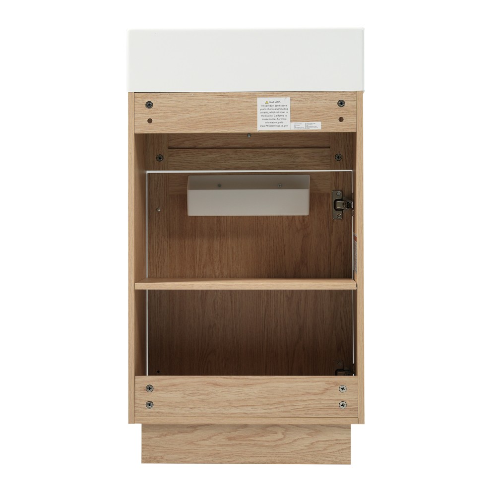 18.5 Inch Rustic Bathroom Vanity MDF Cabinet Reversible Resin Sink Adjustable