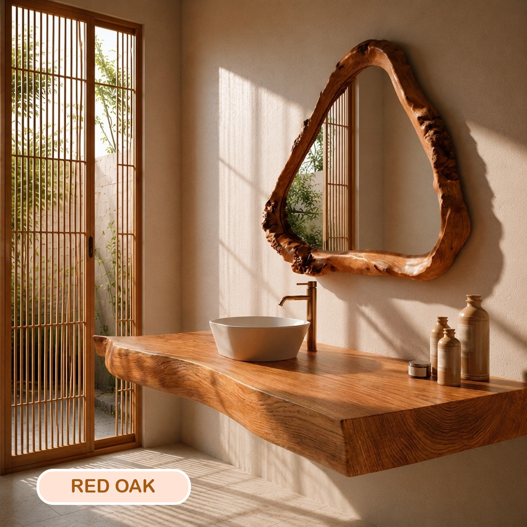 Bathroom Vanity Modern Live Edge Solid Wood Countertop Sink Top Bathroom