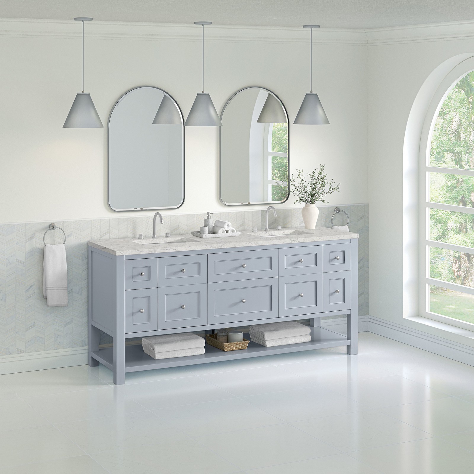 James Martin Vanities 330-V72-FEJP Breckenridge 72″ – Smokey Celadon