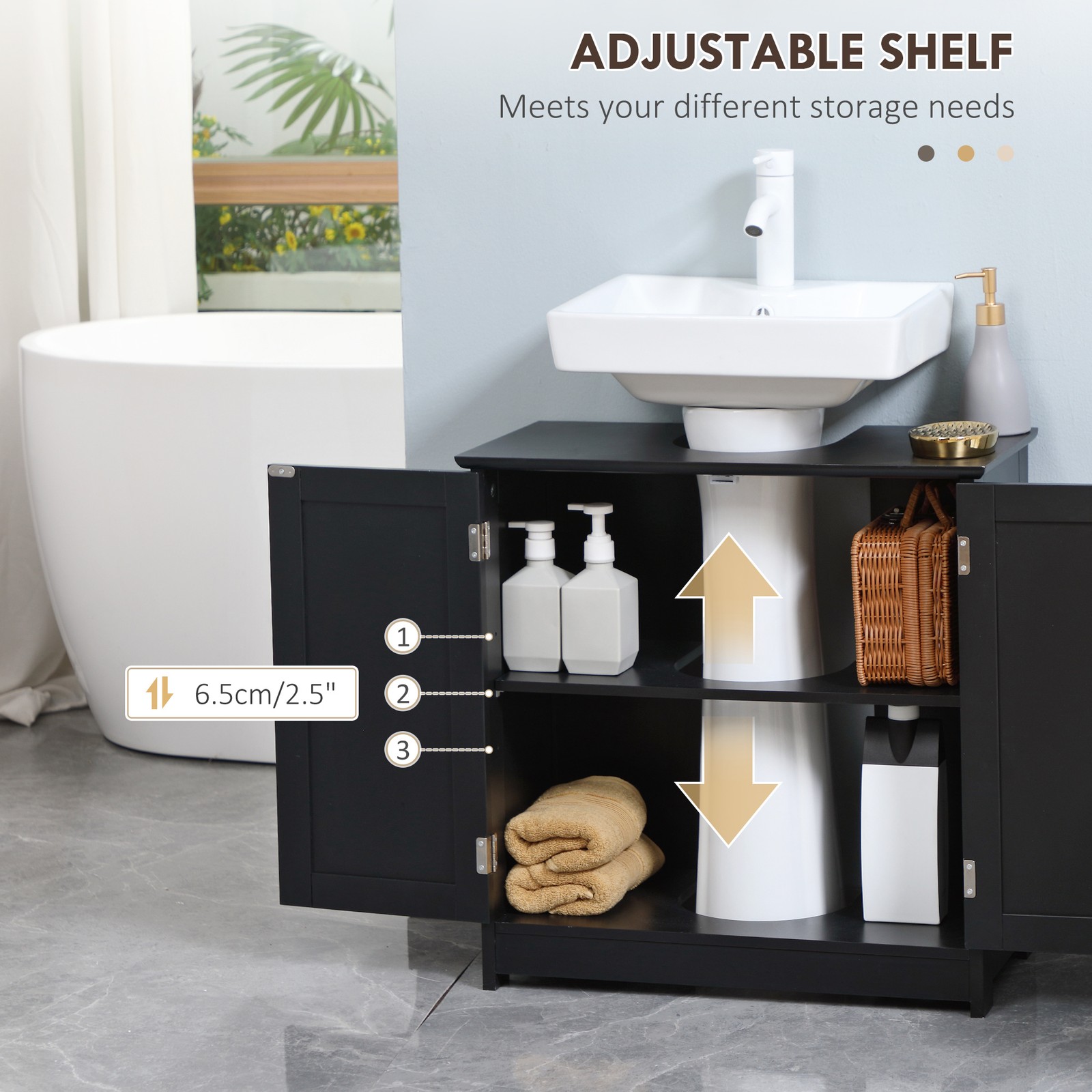 Under Sink Bathroom Cabinet with 2 Doors and Shelf