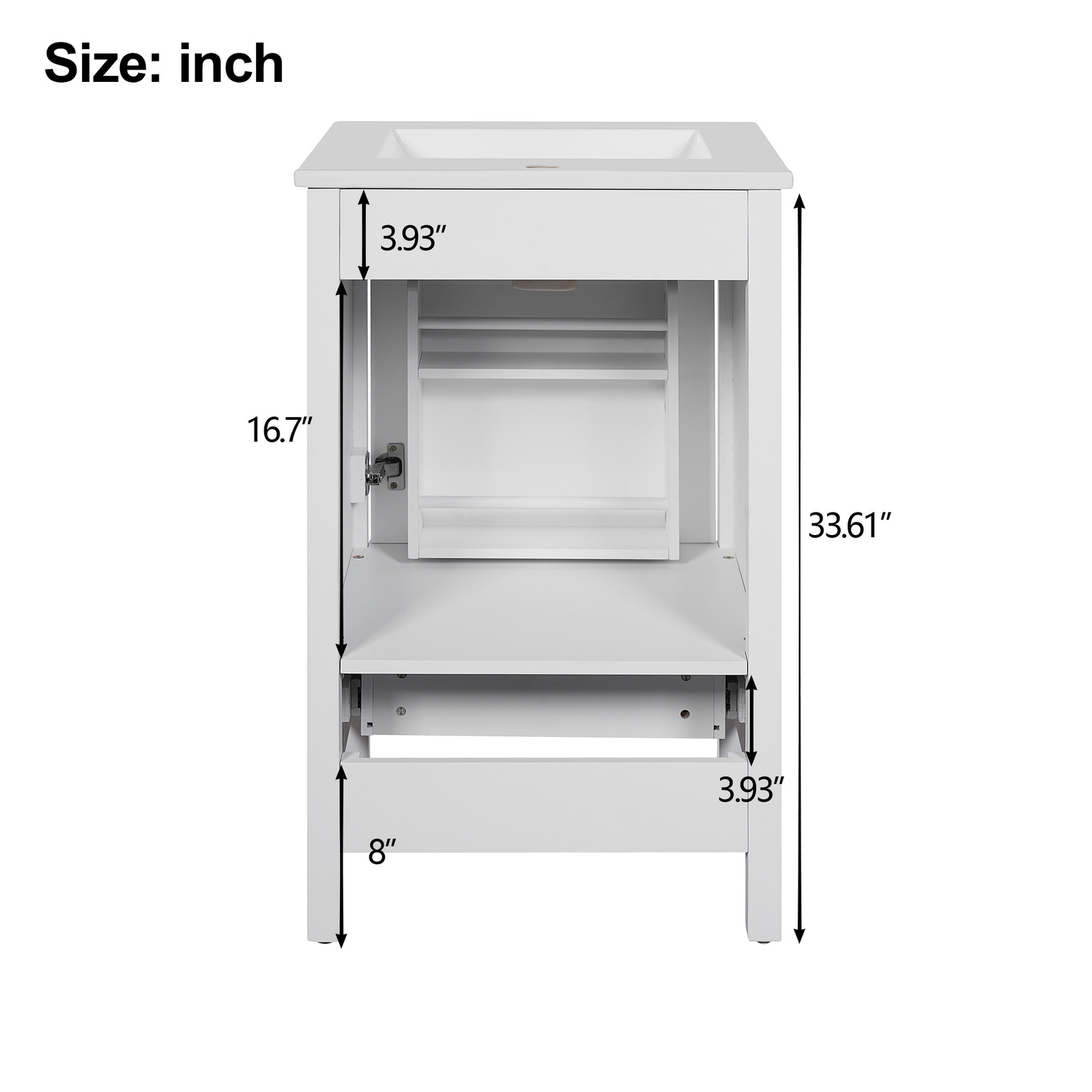 20-Inch Modern Bathroom Vanity with Ceramic Sink & Soft-Close Drawer