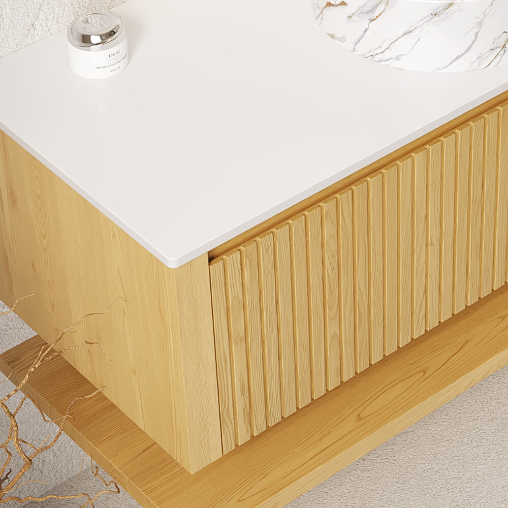 48″ Wall Mounted Floating Bathroom Vanity w/Sink, Drawer Vanity Cabinet, Shelf