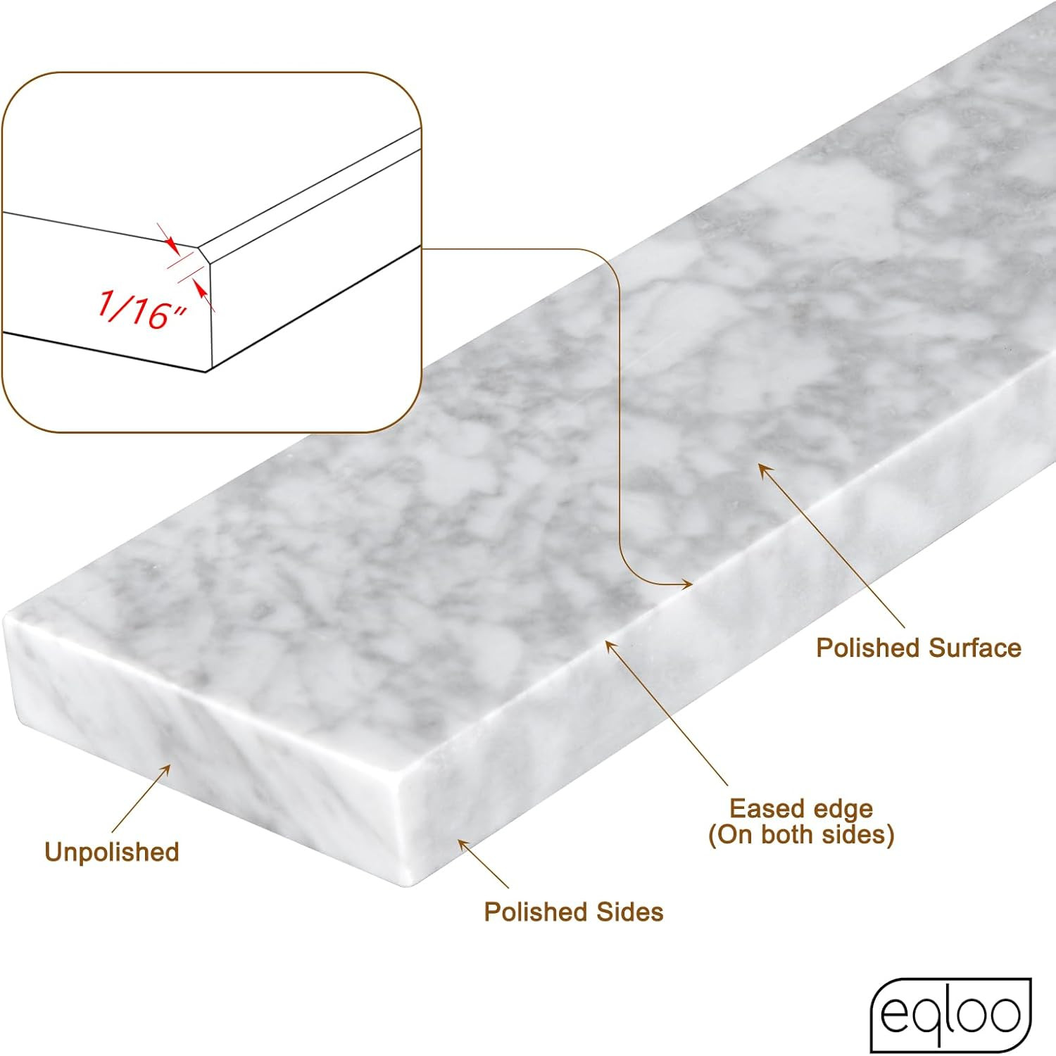 21″ Carrara Marble Side Splash for Bathroom Vanity Sink – Universal Fit