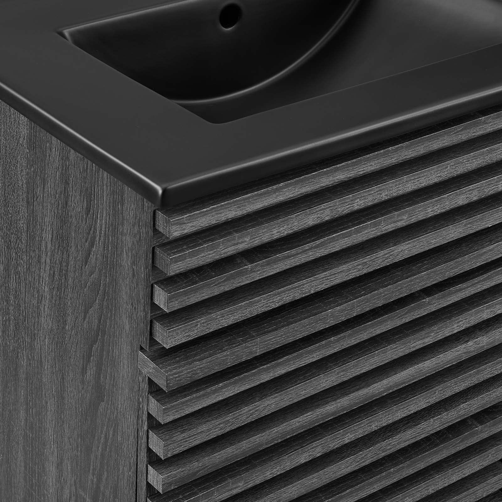 Modway Render 47.5″ MDF Wood Double Sink Bathroom Vanity in Charcoal/Black