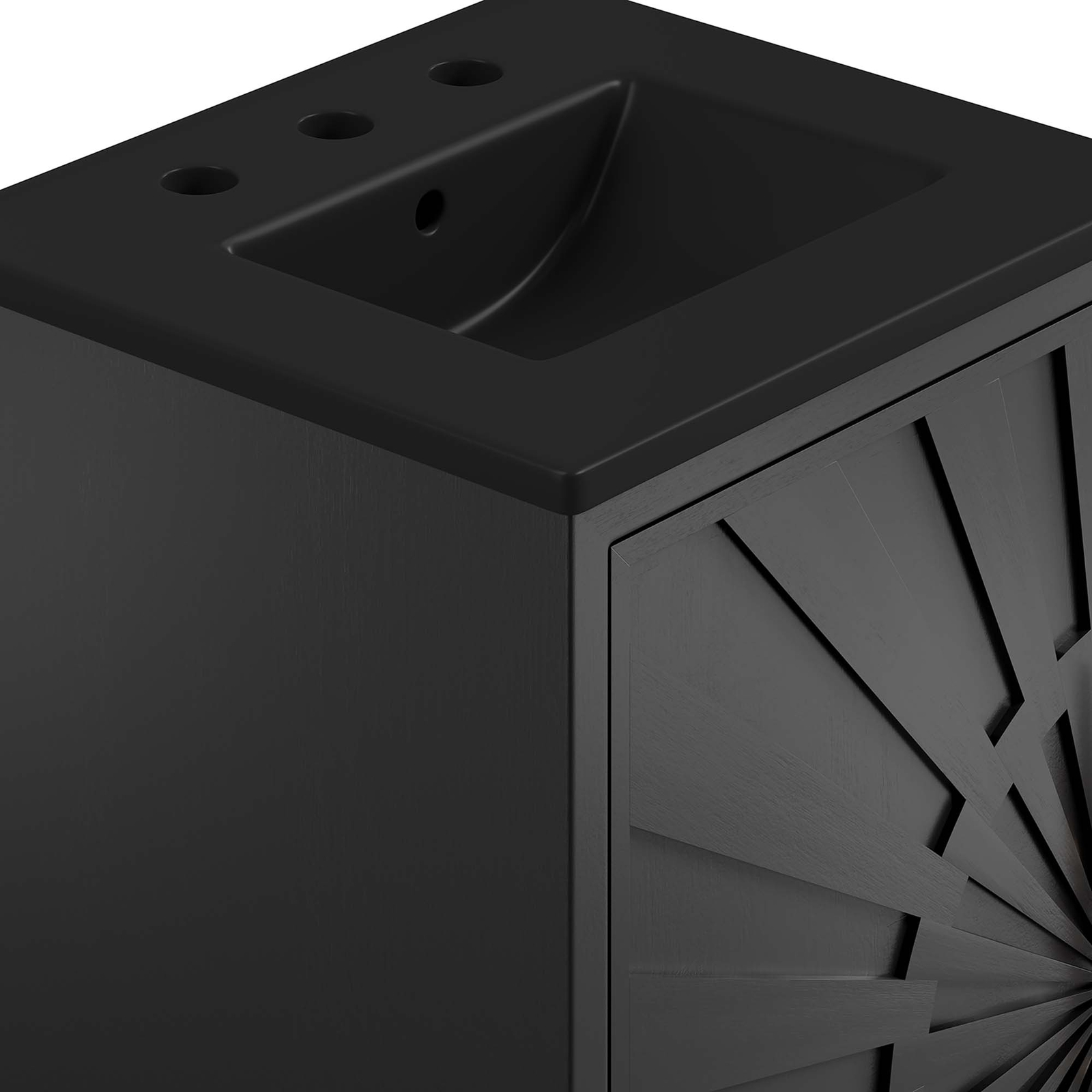 Modway Awaken 18″ Bathroom Vanity Cabinet in Black Black With Ceramic Sink Basin