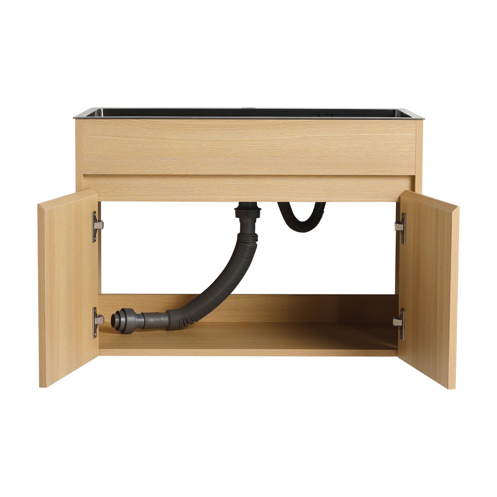 28″ Plywood Wall Mounted Bathroom Vanity Laundry Cabinet W/ Stainless Steel Sink