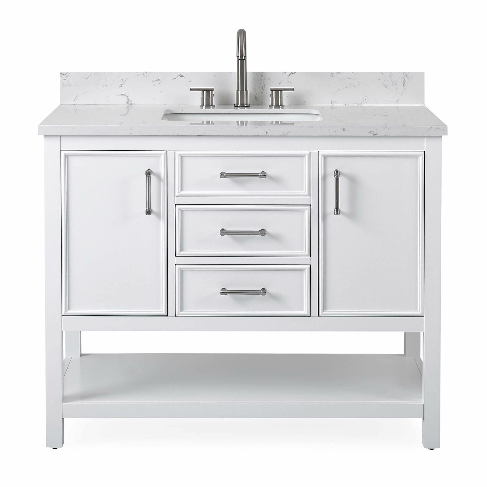 42 inch White Color Finish Single Sink Bathroom Vanity – Felton SKU