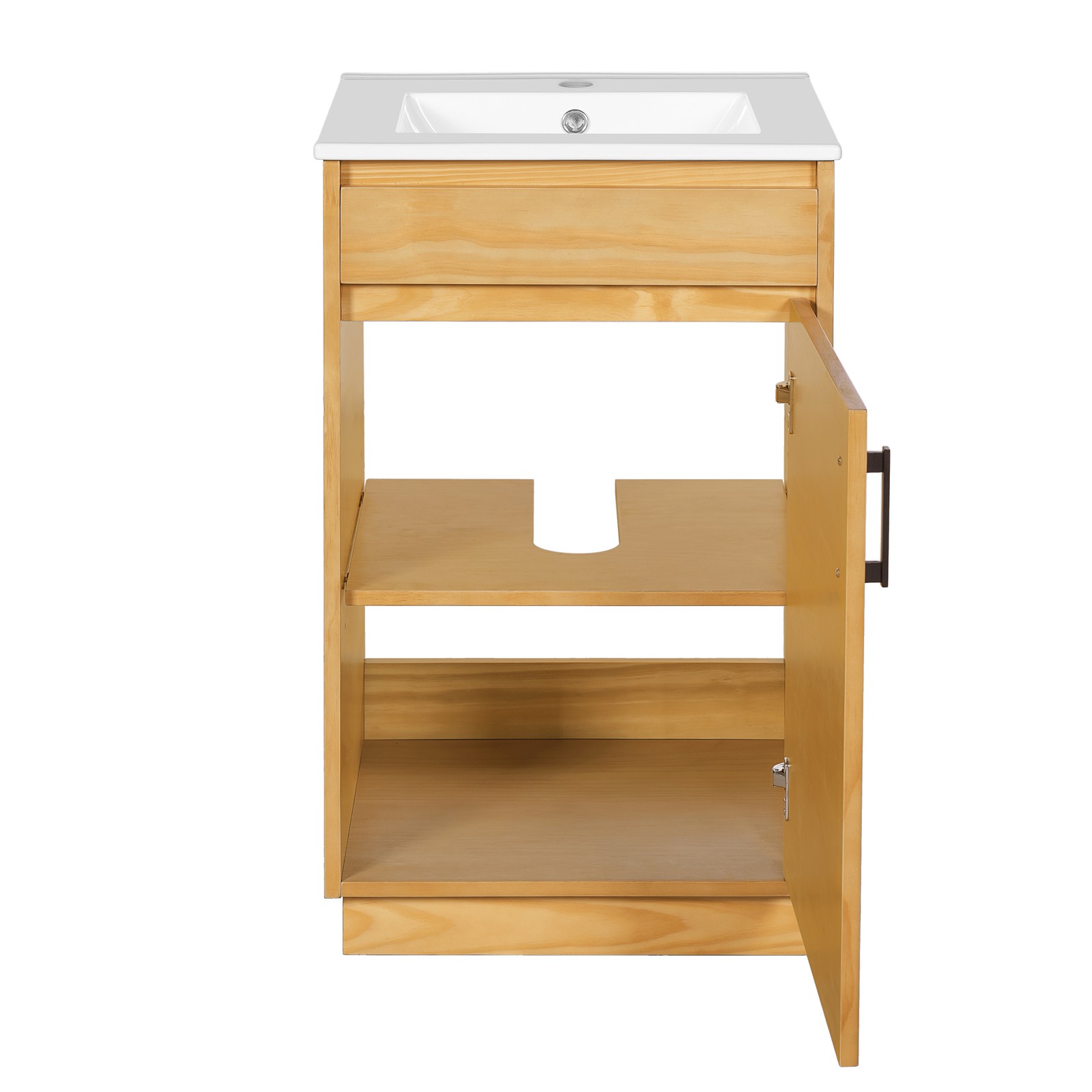 20″ Bathroom Vanity w/Ceramic Sink,Farmhouse Storage Cabinet w/Soft Closing Door