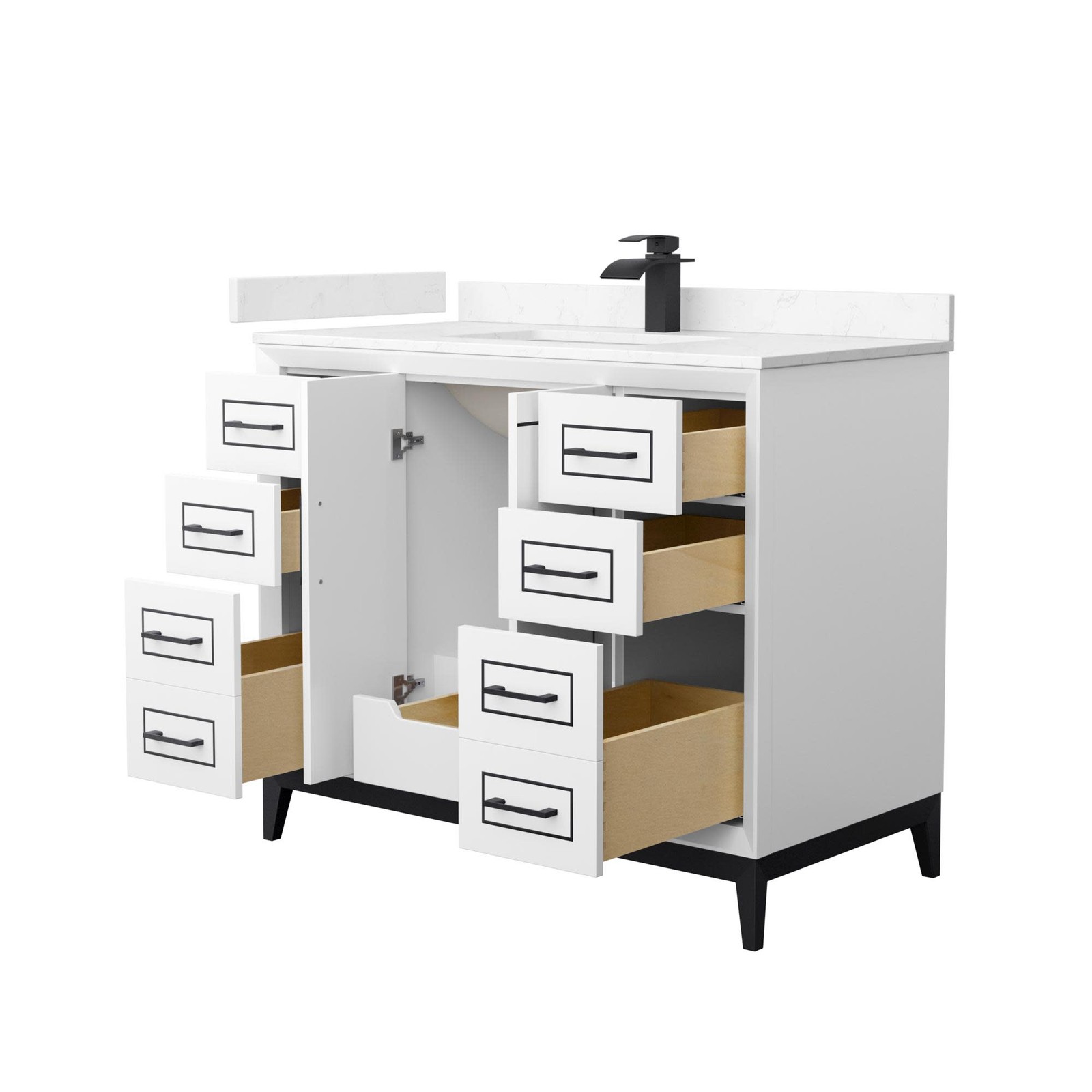 Wyndham Collection WCH515142S-VCA-UNSMXX Marlena 42″ – White / Carrara Cultured