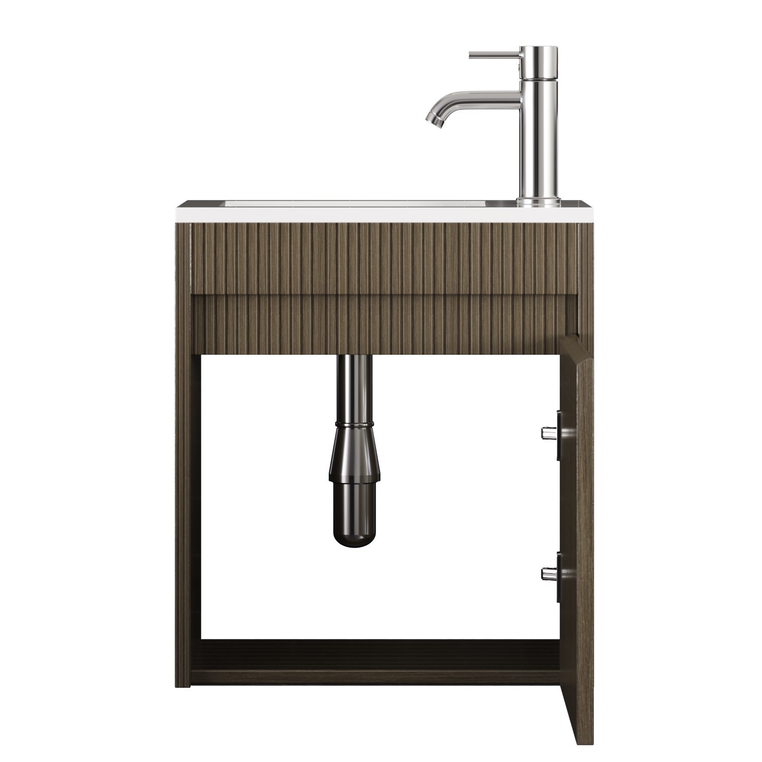 16″ Bathroom Vanity Wall Mount Cabinet with Sink Faucet Vessel Drain Combo Set