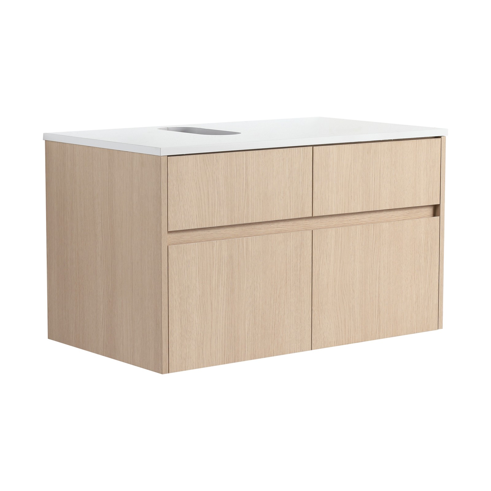 32″ Wall-Mounted Bathroom Vanity, 2 Doors & 1 Drawer, White Oak