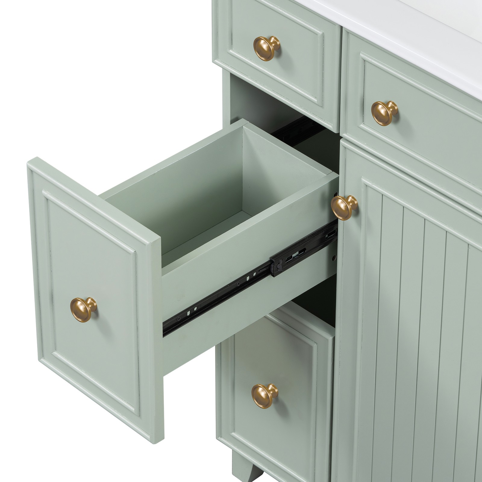 24″ Bathroom Vanity Cabinet with Ceramic Sink, 2 Drawers, 1 Door