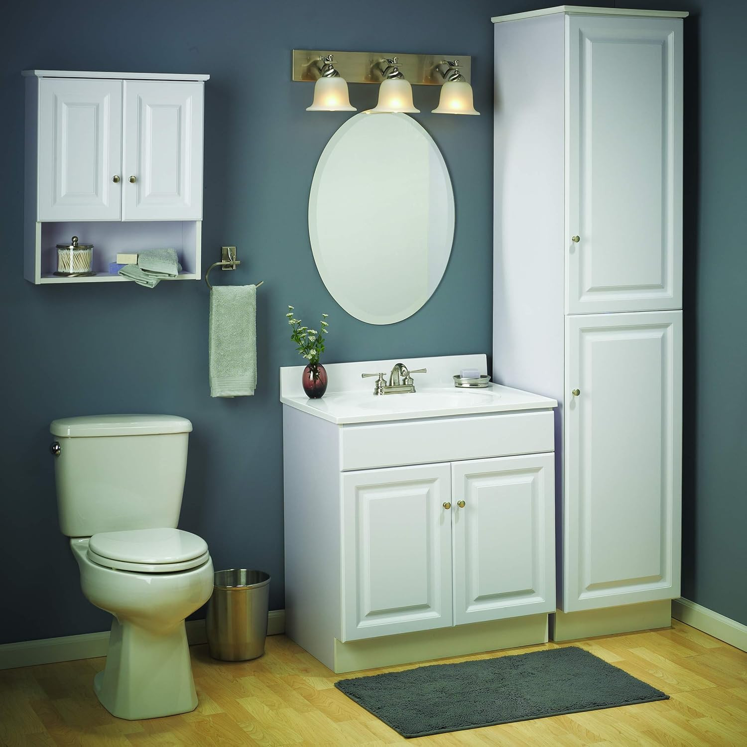 Wyndham White Bath Vanity with 2 Doors and 25″ Top – Easy Assembly