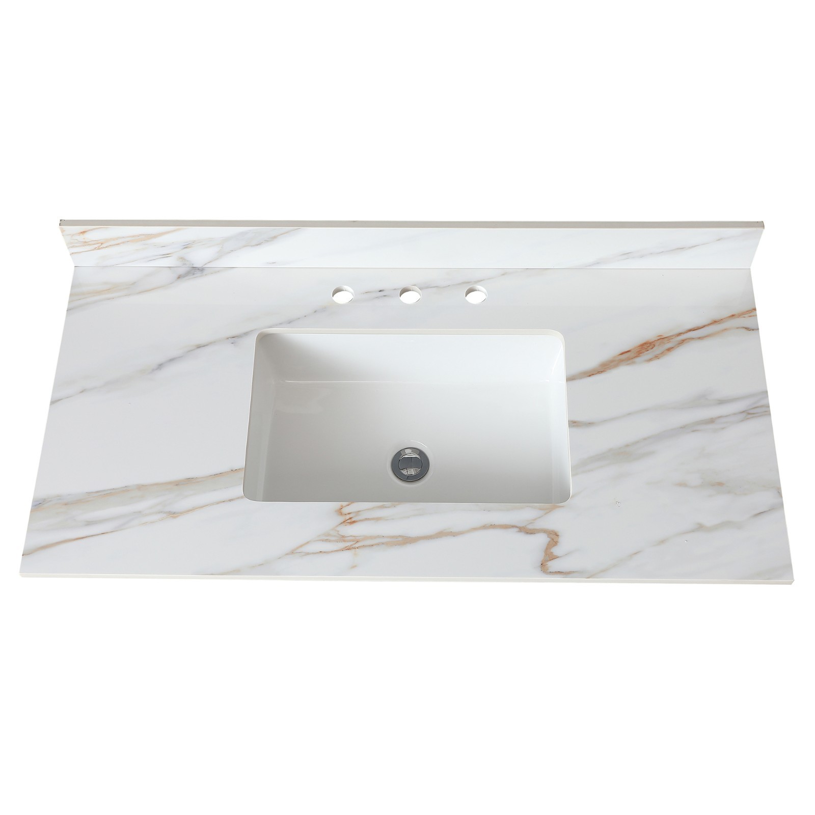 43In Marble Vanity Top with Undermount Sink & Backsplash Carrara White