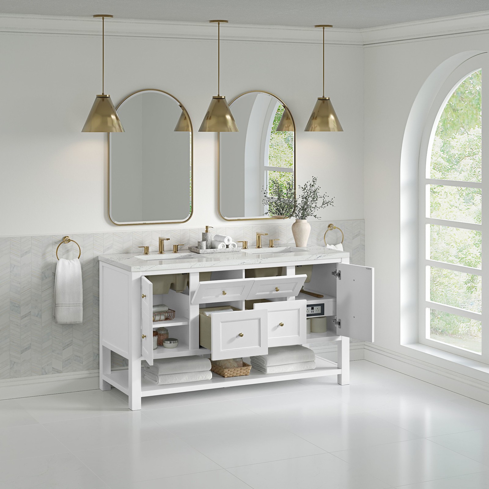 James Martin Vanities 330-V60D-FENC Breckenridge 60″ – Whitewashed Oak