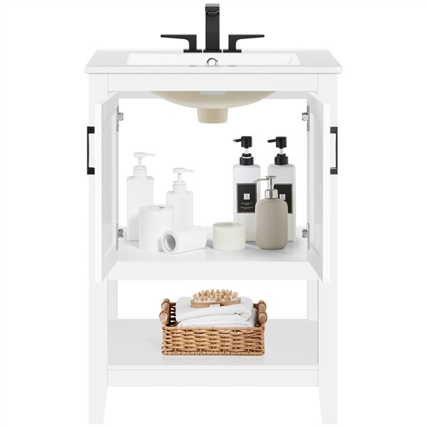 Bathroom Vanities Cabinet with Sink Combo Set 24x19x34 Inch for Bathroom, White