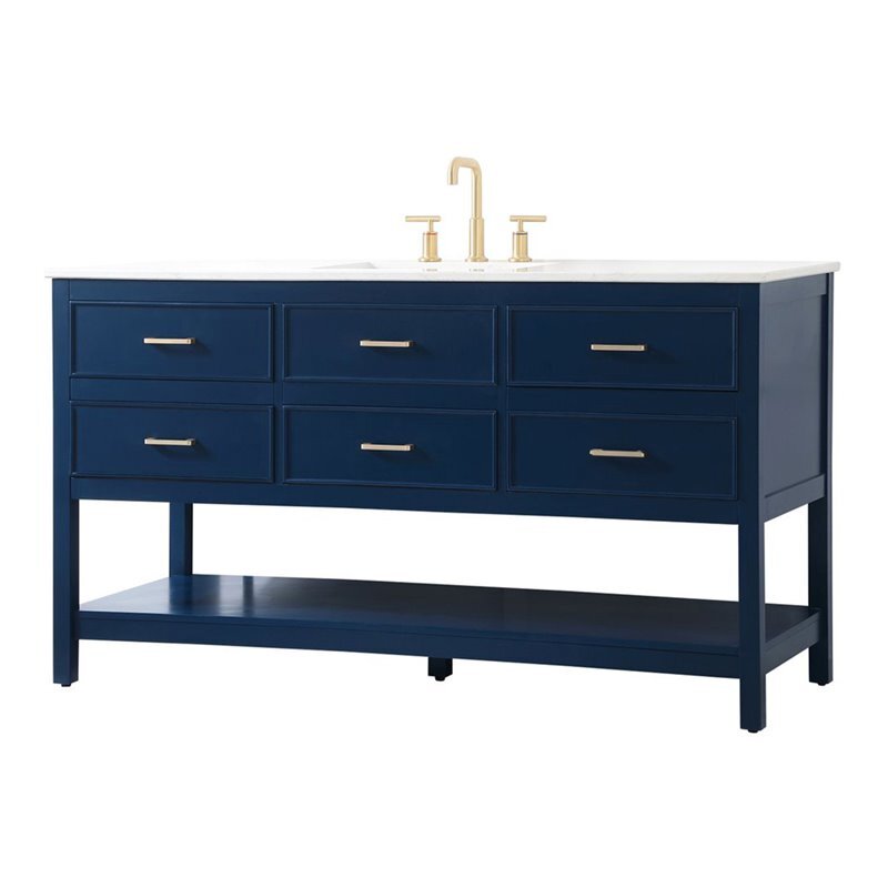 Elegant Decor Sinclaire 60″ Aluminum Alloy & MDF Single Bathroom Vanity in Blue
