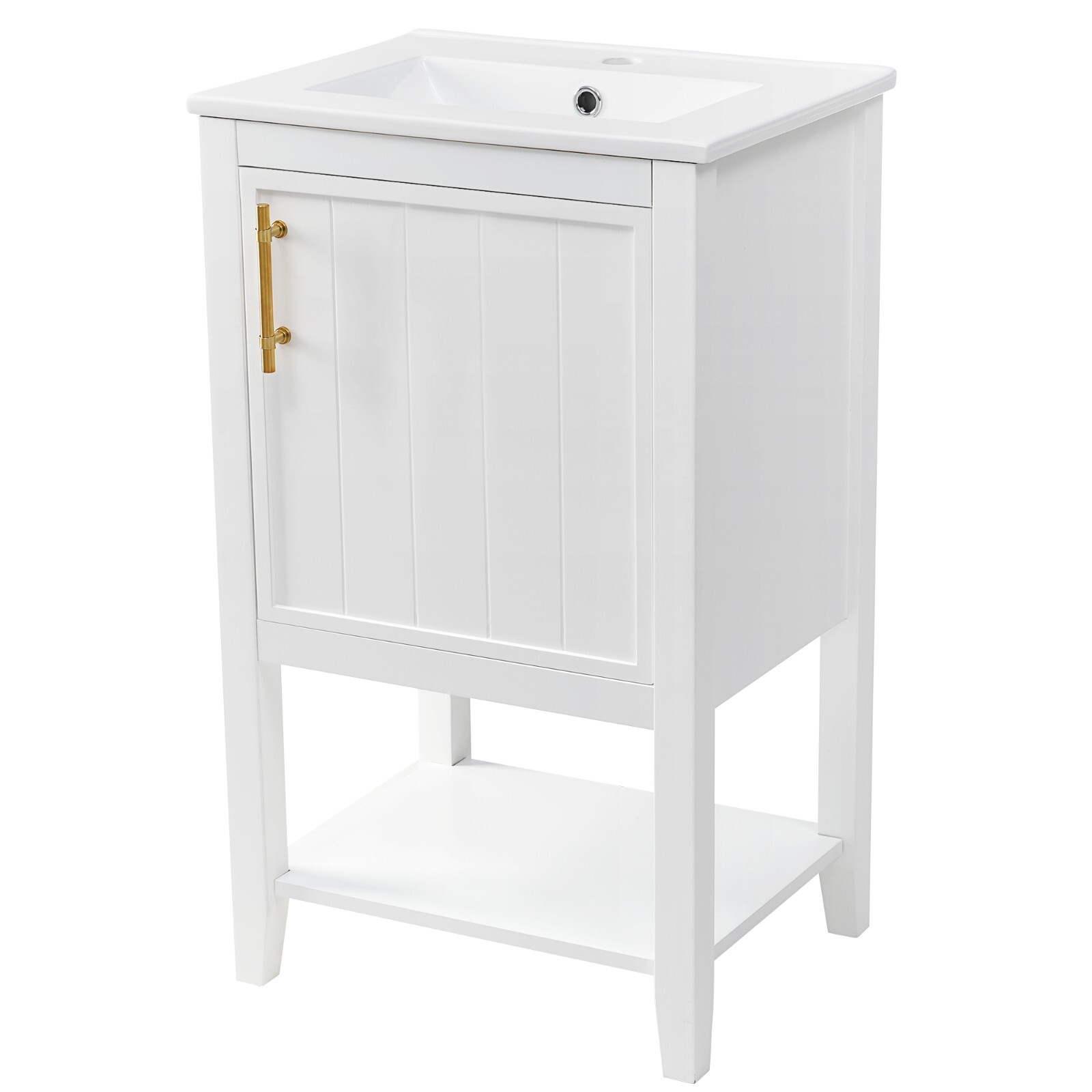20″ Bathroom Vanity with Sink Door Open Shelf Rack Freestanding Storage Cabinet