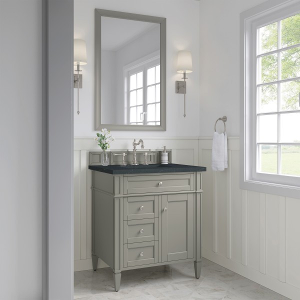 30″ James Martin Brittany 650-V30-UGR-3CSP Vanity Cabinet Charcoal Soapstone Top