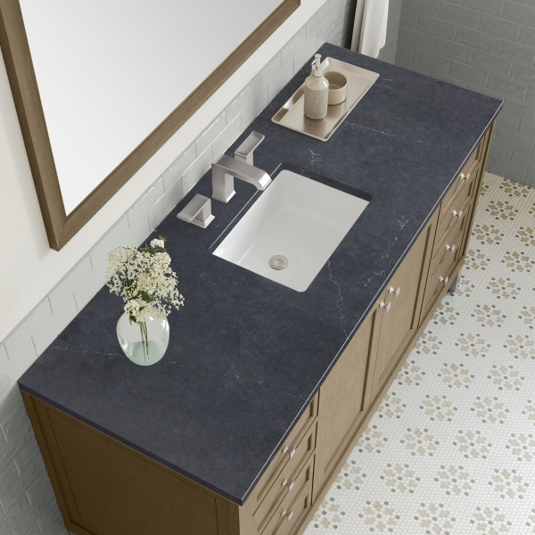 60″ James Martin Chicago 503-V60S-WLW-3CSP Vanity Cabinet Charcoal Soapstone Top