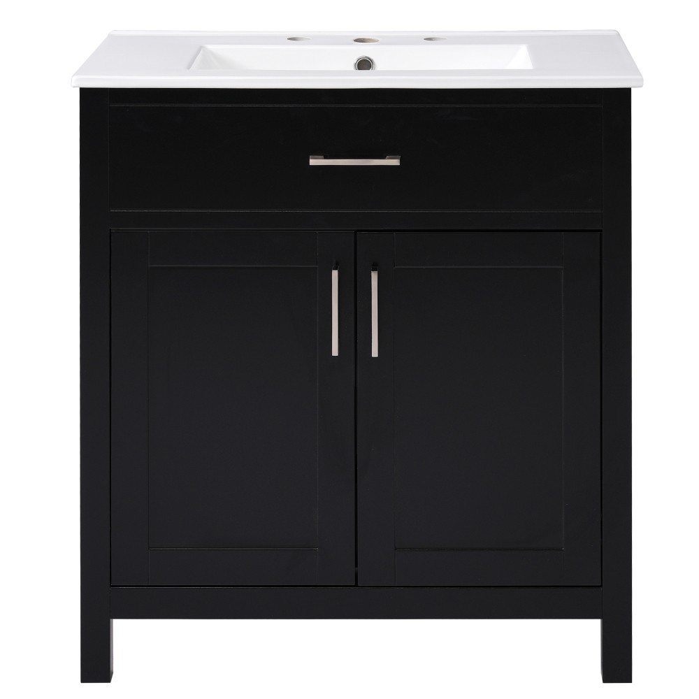 NEW 30″ Bathroom Vanity Ceramic Sink Soft Close 2 Doors 1 Drawer Storage Cabinet