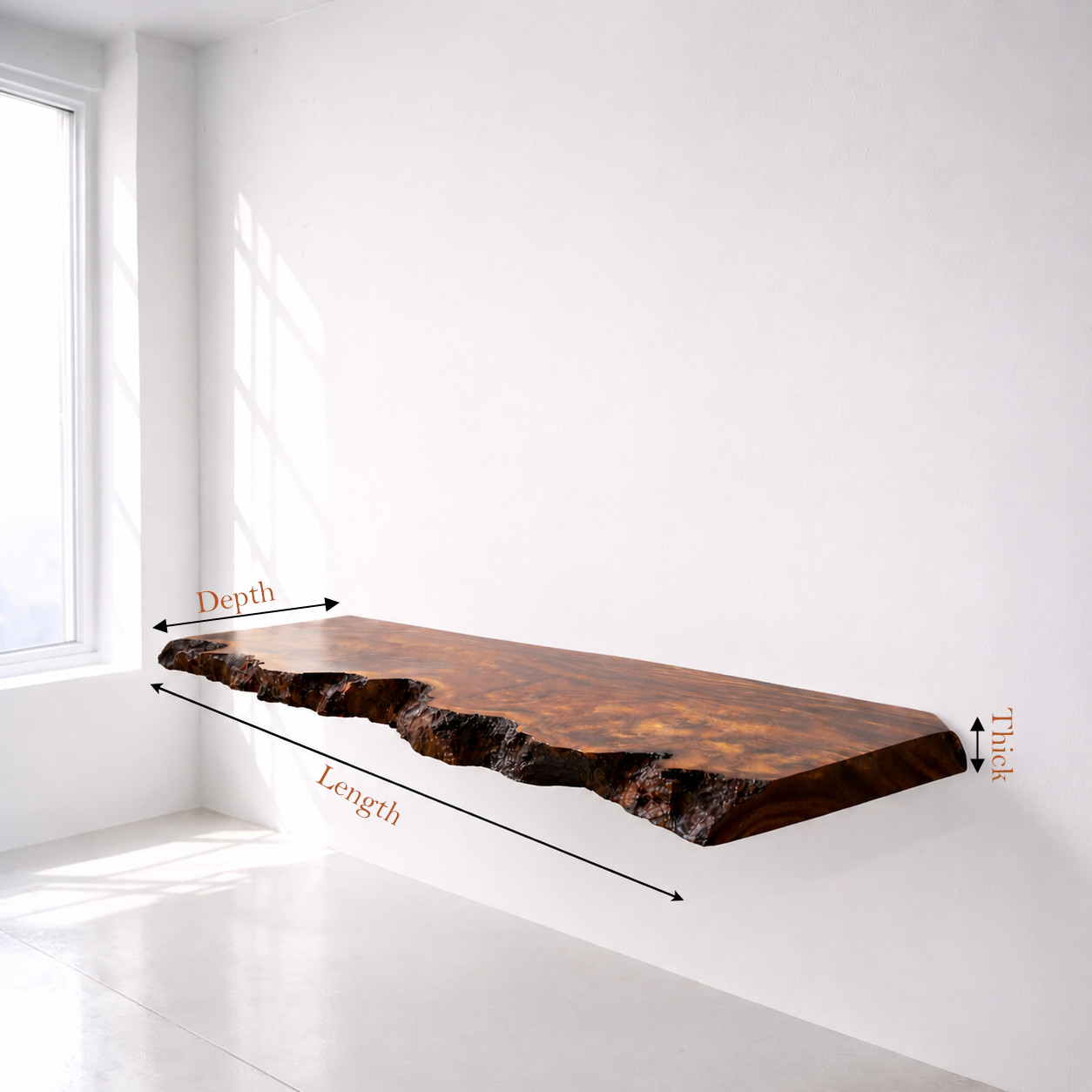 Bathroom Vanity Modern Solid Wood Live Edge Floating Sink Counter Bathroom
