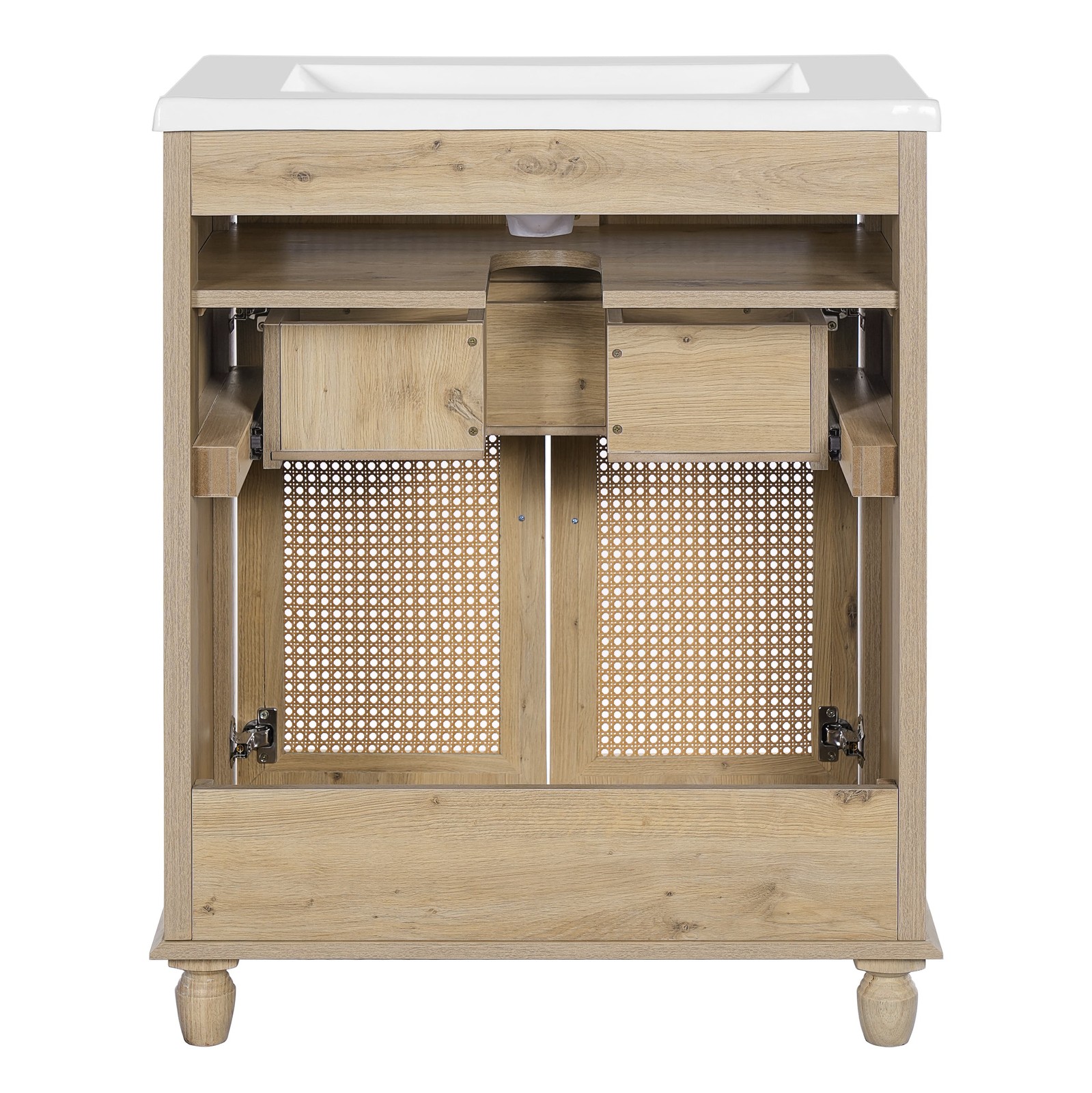 30″ Bathroom Vanity w/Resin Sink,Modern Storage Cabinet w/Solid Wood Legs