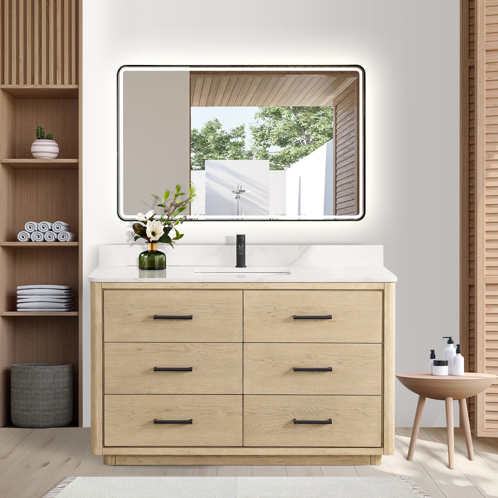 Miseno MV-706555 Porto 54″ – Aged Natural Oak / Fish Maw White