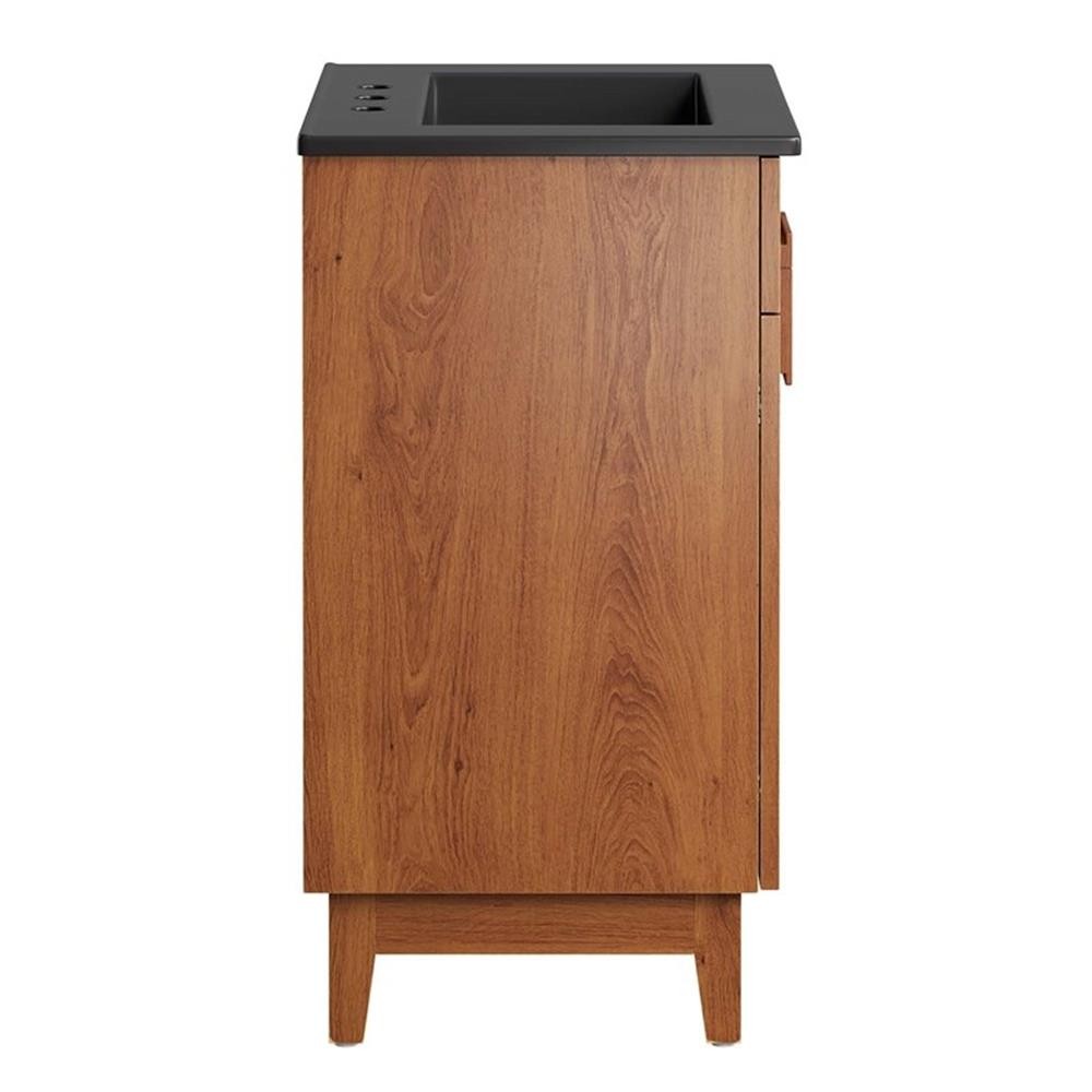 Pemberly Row 24″ Wood Bathroom Vanity with Tapered Legs in Black/Walnut
