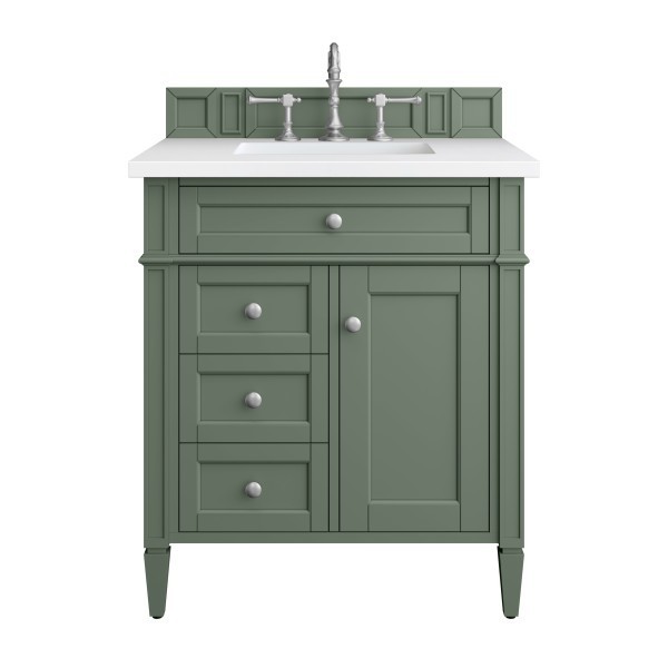 30″ James Martin Brittany 650-V30-SC-3WZ Vanity Cabinet 3 CM White Zeus Top