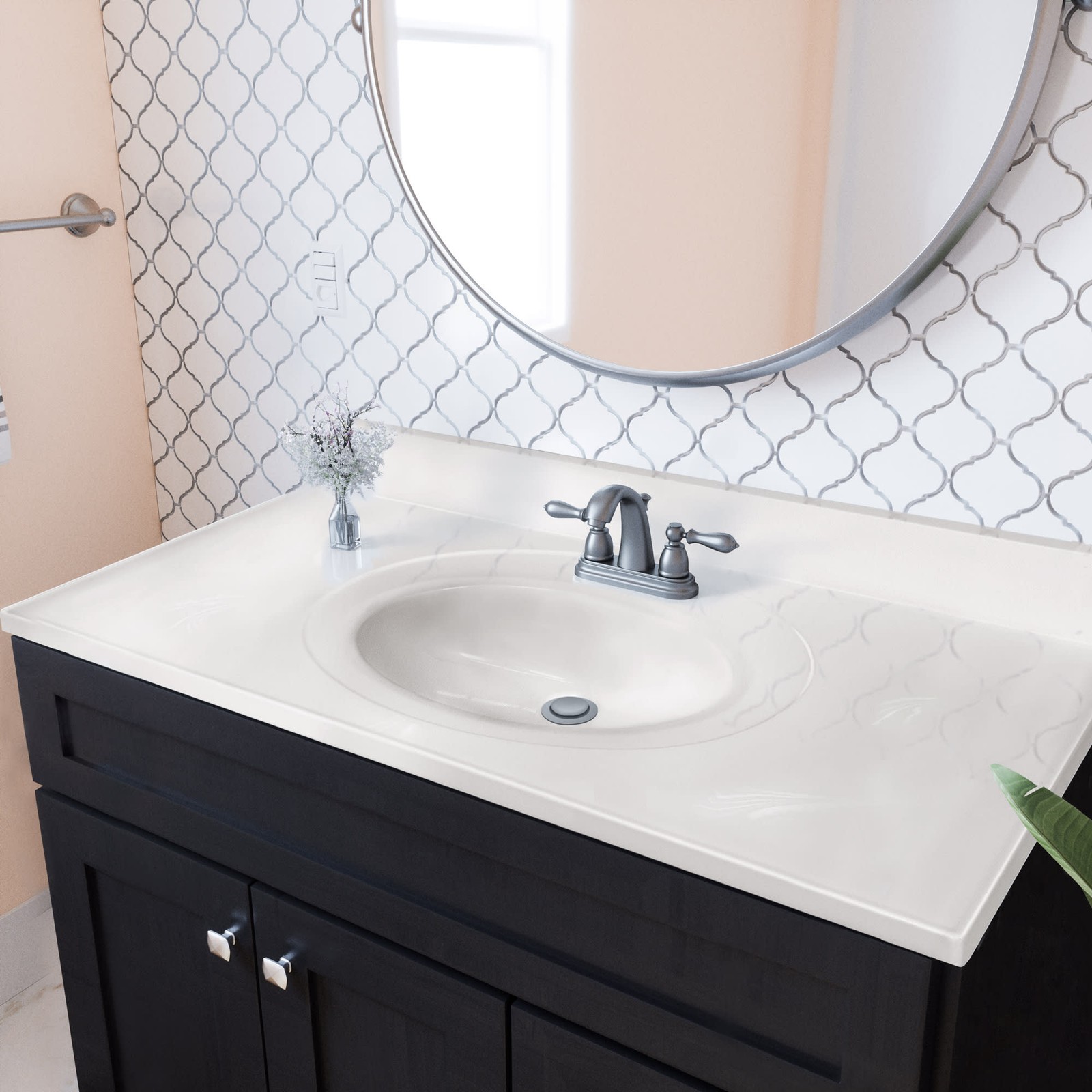 Design House 586164 43″ Cultured Marble Vanity Top – White