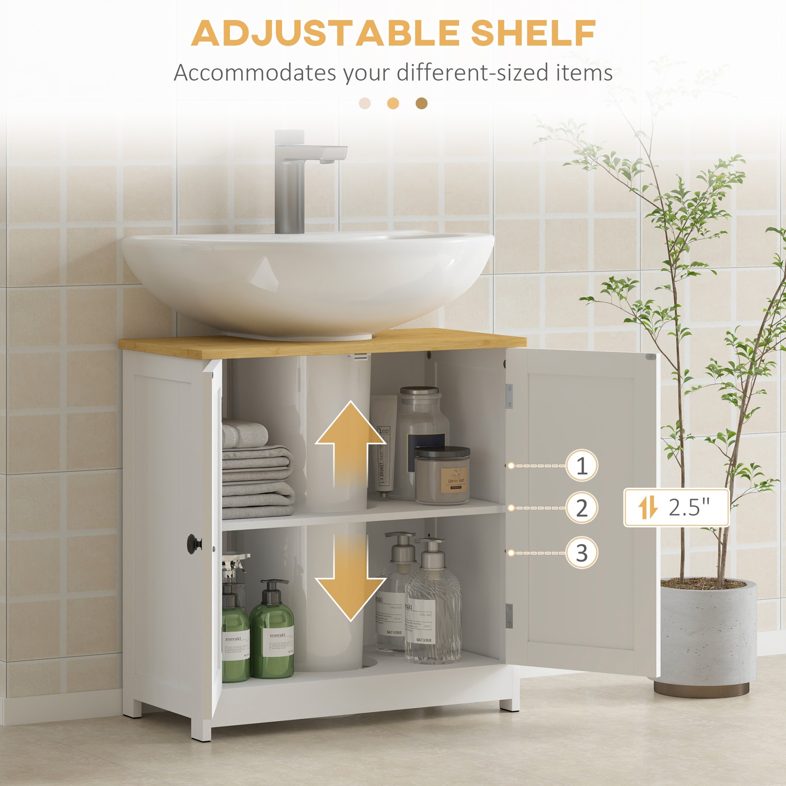 Bathroom Vanity, Under Sink Cabinet, White