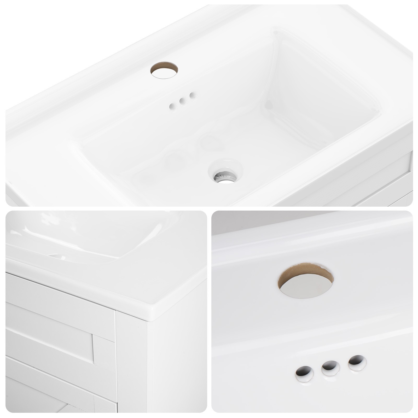 23″ Bathroom Vanity w/Ceramic Sink Modern Freestanding Vanity Cabinet w/2 Doors