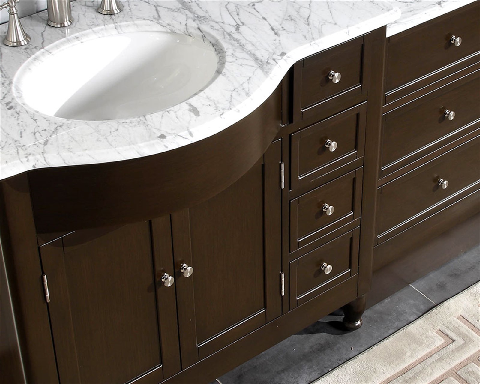 58″ Single Bathroom Sink Vanity Carrara White Marble Stone Top Cabinet 902WM-L