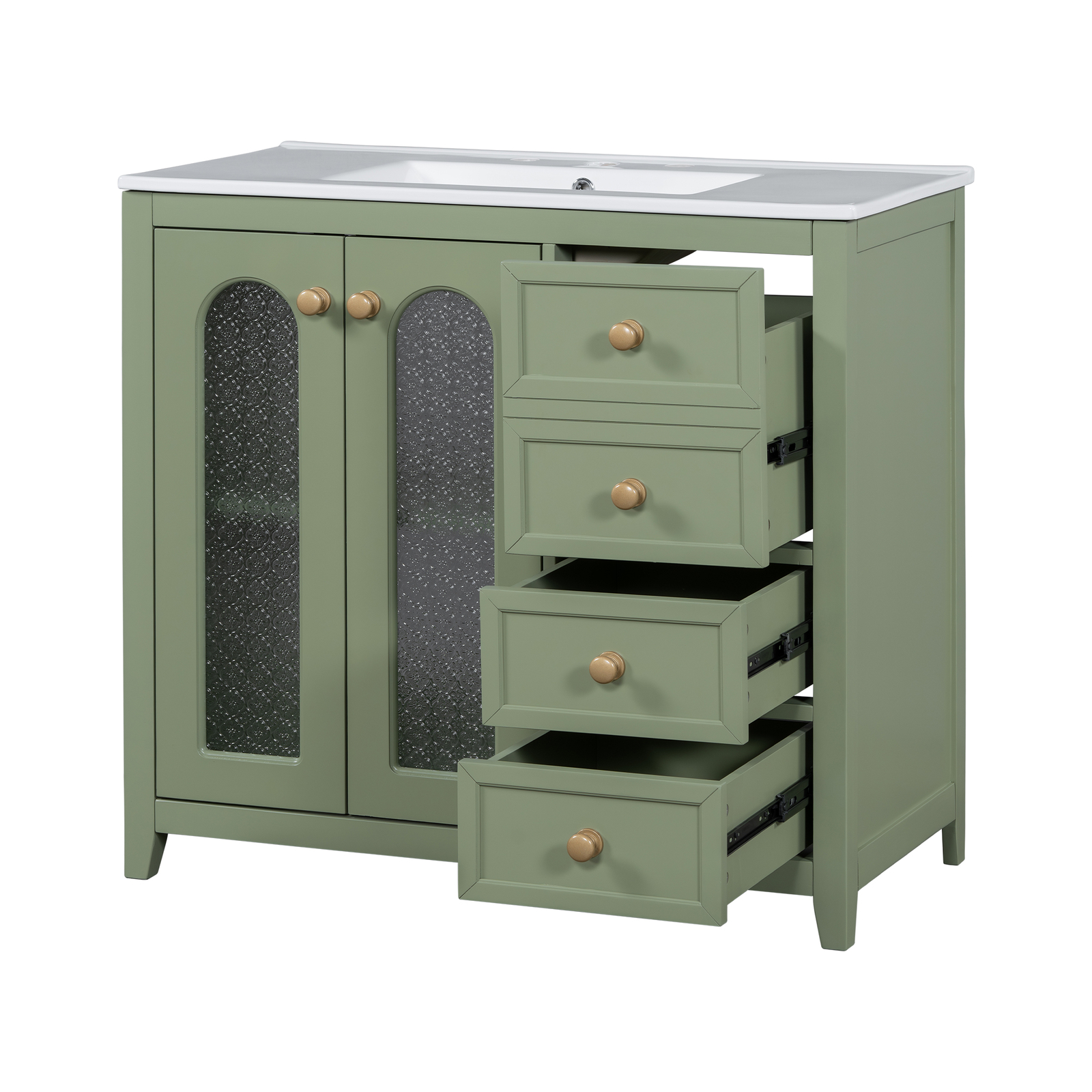 36” Bathroom Vanity w/Sink, Freestanding Bath Vanity Cabinet,3 Drawers, 2 Doors